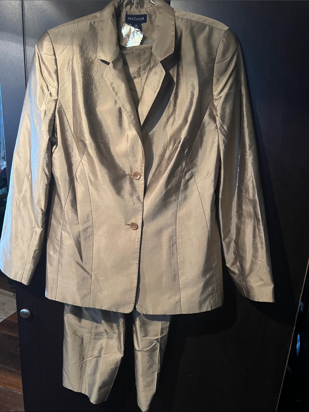 Ann Taylor Olive Blazer and Matching Pants - Classic Tailored Suit